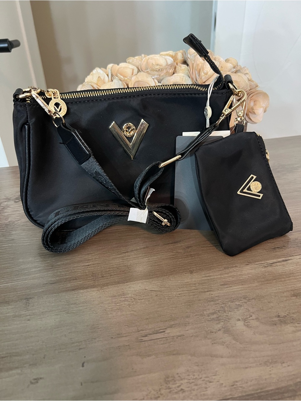 Valentino Orlandi Nylon Crossbody Bag with Coin Pouch